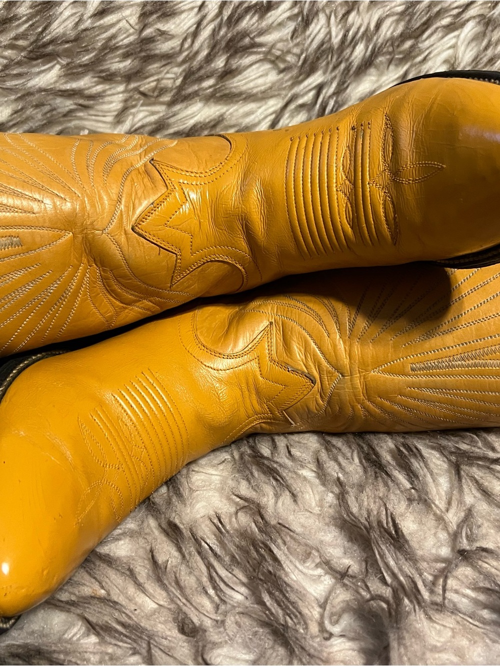 Tony Lama BLK Label women 17in Tall Western Boots in Mustard tone, Sz 5.5 B - Picture 12 of 13